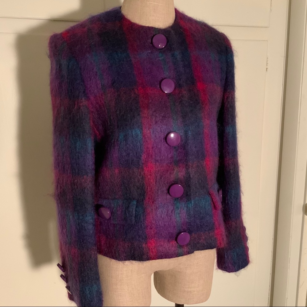 Vintage Purple Plaid Mohair Coat
